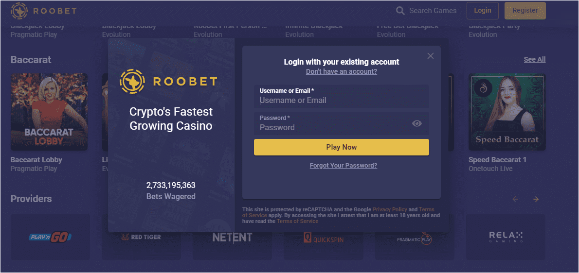 Casino Roobet Log In Page Roobet casino login sign in account