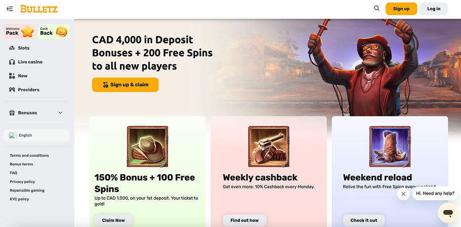 Bulletz Casino Website