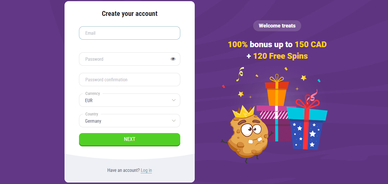 Casino Online Cookie Registration Page CasinoCookie Registration Data Filling