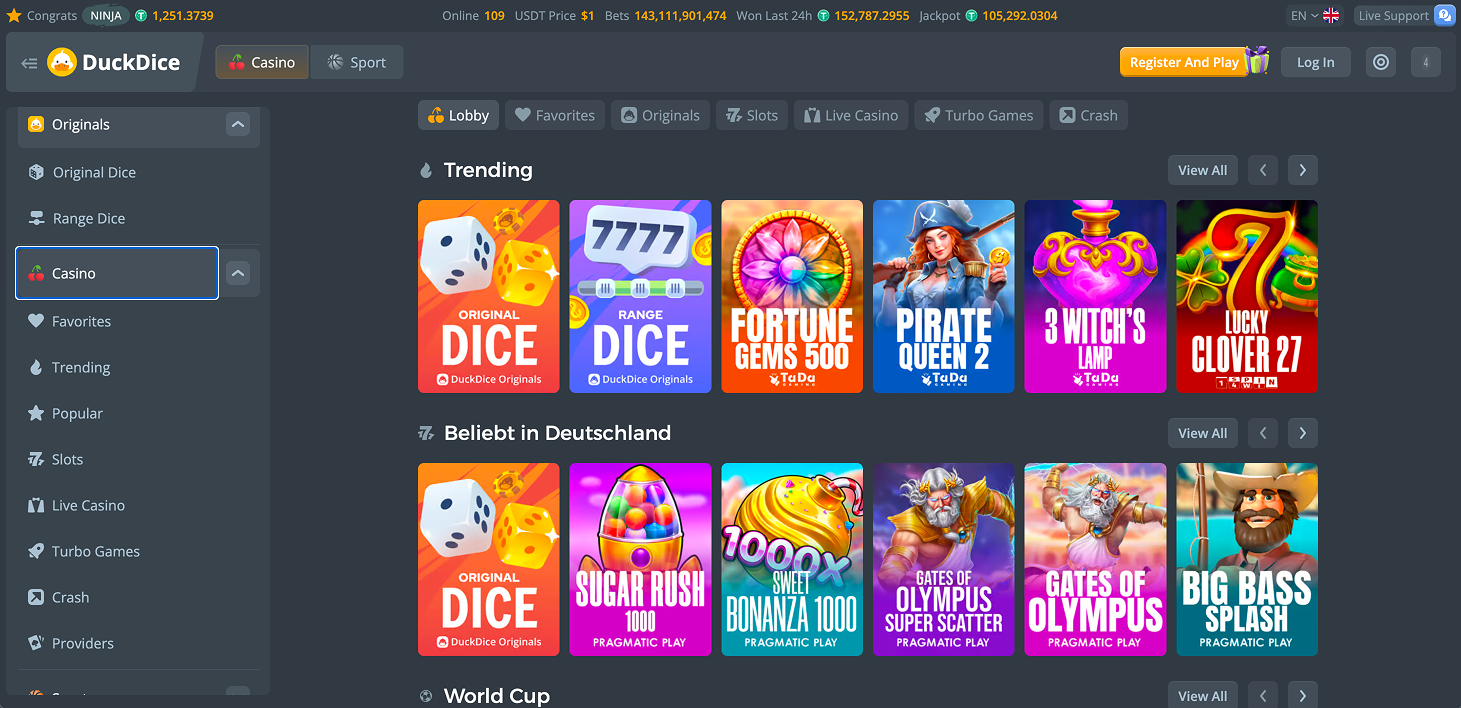 Duck Dice online casino games
