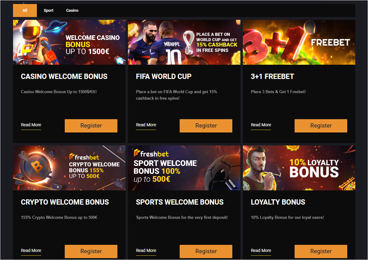 Bonuses at Freshbet Casino Freshbet casino welcome bonus promotion