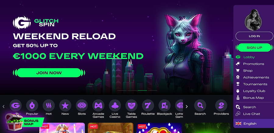 WebSite GlitchSpin Online Casino