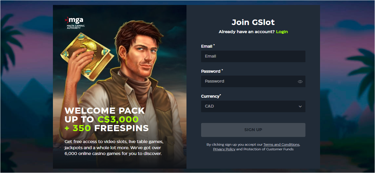 Online Casino G Slot Log In Page Gslot casino sign in form login page