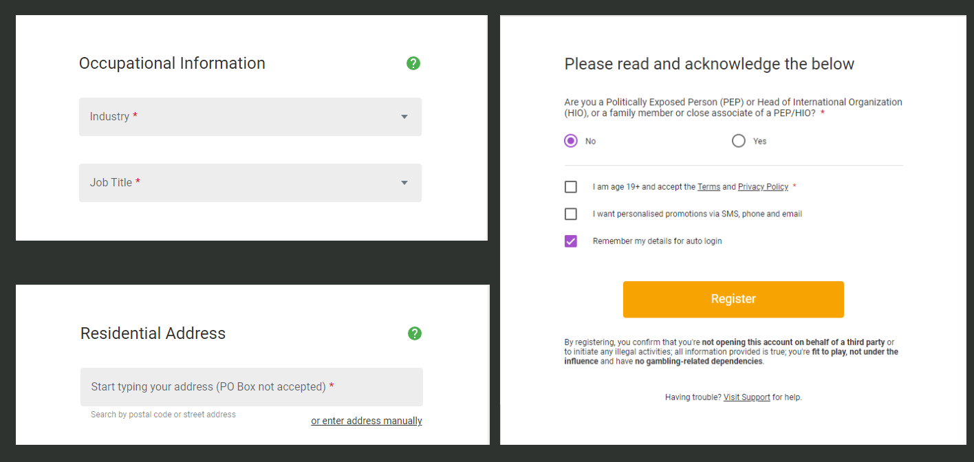 Step 1 of the JackpotCity Ca registration process JackpotCity Canada registration process steps 3
