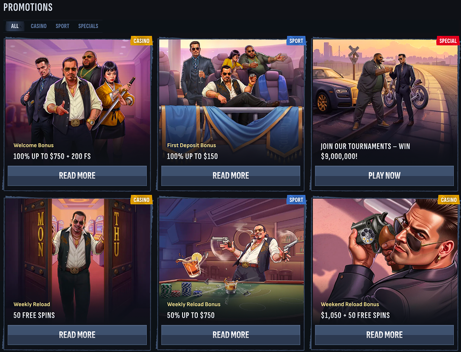 Mafia Gaming Platform Bonuses