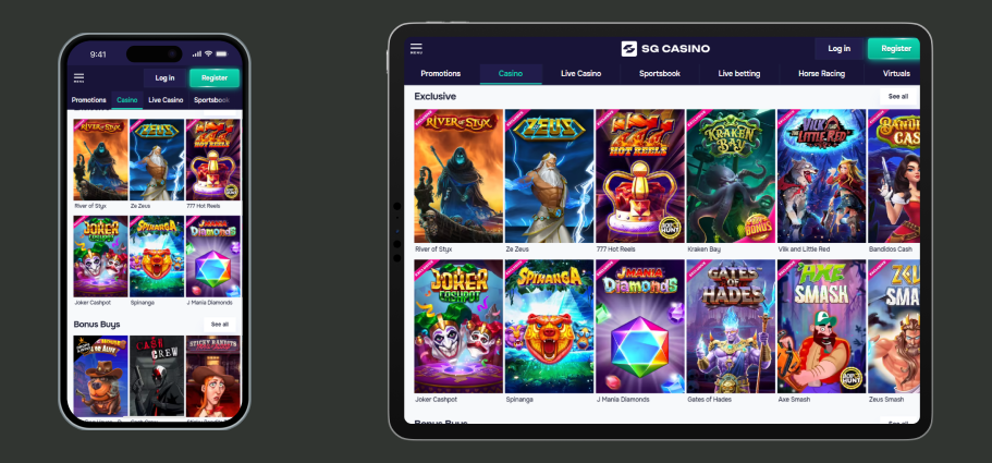 SG Gambling site on Mobile Phone Mobile version of SG Website