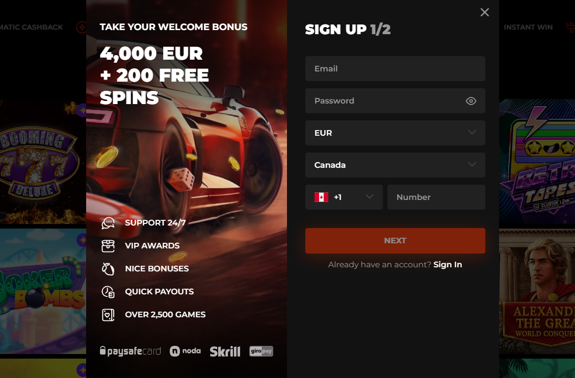 sign up account registration welcome bonus n1 casino