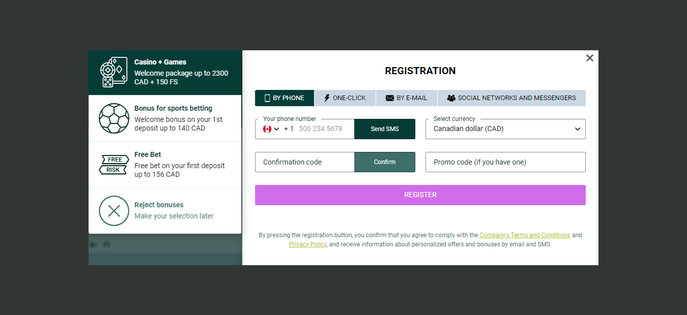 Easy Registration at casino Spin Better One-click registration at Spinbettet CA