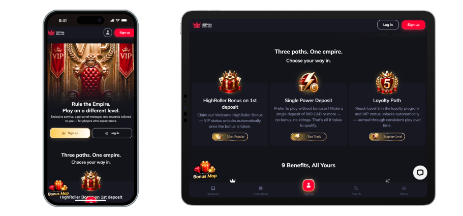 Casino Spin.Empire Mobile Version