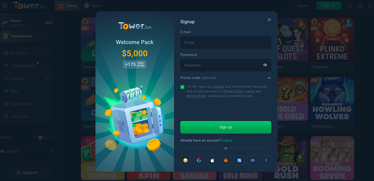 Tower Bet Login and Registration