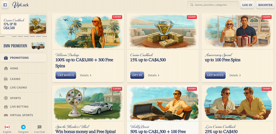 VipLuck 1 Casino Bonuses